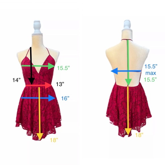 Red Backless NBD Lace Mini Dress Sz Small - Picture 14 of 14